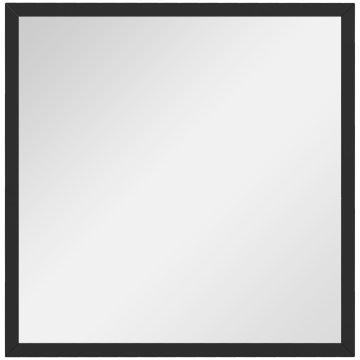 HOMCOM Ogledalo za kopalnico stensko kvadratno s kavlji, ogledalo za spalnico iz stekla in MDF, 50x50 cm, črno