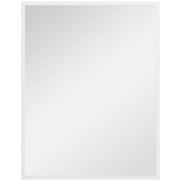 HOMCOM Pravokotno stensko ogledalo za kopalnico s kavlji, ogledalo za sobo iz stekla in MDF, 70x90 cm, bela