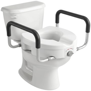 HOMCOM Dvignjen WC za starejše z nedrsečimi ročaji, dvignjen WC sedež iz HDPE z nastavljivo širino 53.2-60.8 cm, enostavno čiščenje, nosilnost 136 kg, bela