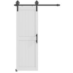 HOMCOM Drsna vrata za zunanjo steno 71.5x213.4cm, jekleni tir, izboljšan ročaj, kolesa, notranja vrata v industrijskem slogu, iz MDF in borovega lesa, nepremočljiva, za kuhinjo, kopalnico, dnevno sobo