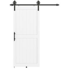 HOMCOM Drsna vrata zunanja stena 91.5x213.4cm, jekleno tirišče, izboljšan ročaj, kolesa, notranja vrata v industrijskem slogu, iz MDF in borovega lesa, nepremočljiva, za kuhinjo, kopalnico, dnevno sobo.