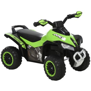HOMCOM Otroški poganjalček za otroke 18-36 mesecev na ročni pogon s širokim krmilom in vgrajeno glasbo, mini quad za otroke iz PP in kovine, 67.5x38x44 cm, zelena