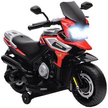 AIYAPLAY Električni motor za otroke 18-36 mesecev, 6V električni motorček za otroke s snemljivimi kolesci, žarometi, glasba, 2.4 km/h mini motor z lučjo, maks 30kg, rdeča