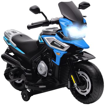 AIYAPLAY ElektriČni motocikel za otroke 18-36 mesecev, 6 v električni motorček za otroke z odstranljivimi kolesci, žarometi, glasba, 2.4 km/h mini motocikel z lučjo, max 30 kg, modra
