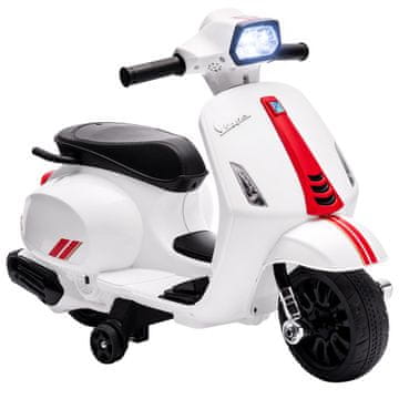 AIYAPLAY Električni motor za otroke z uradno licenco vespa, otroški motorček s polnilno baterijo 6V in kolesci, lučjo in hupo, starost 2-4 let, bel