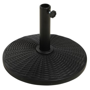 OUTSUNNY Okrogel podstavek za senčnik iz plastike z efektom ratana, podstavek za senčnik 12, 5KG, za palice Ø38MM in Ø48MM, Ø44, 5x32 cm, črn