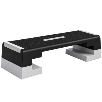 SPORTNOW Steper z nastavljivo višino z odstranljivimi stopnicami in protizdrsnim dnom, aerobni step iz ABS, 97x36x15/20/25 cm, siva