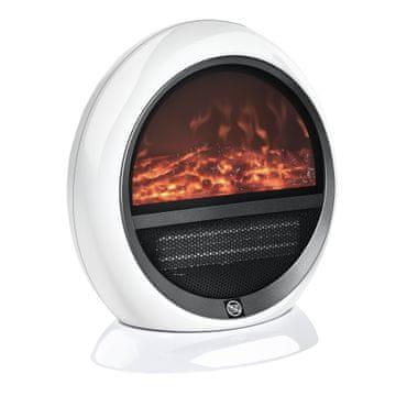 HOMCOM Električni kamin z obrnljivim plamenskim učinkom in prenosljiv, električni kaminček 1500W s zaščito pred pregrevanjem in zaščito proti prevračanju, pokritost 10-15m², 30.5x18x35cm, bela