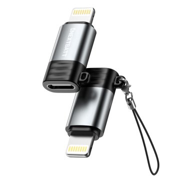 Northix NEXTBATT USB-C ženski na Lightning adapter - črno/siv