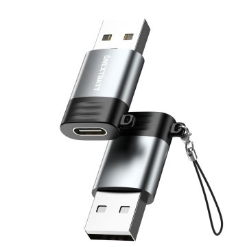 Northix NEXTBATT USB-C ženski USB-A 2.0 adapter - črno/siv