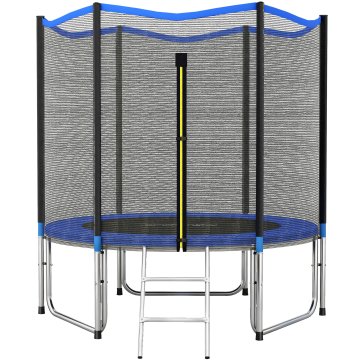 SPORTNOW Elastični trampolin za odrasle Ø244cm, elastična podloga za odrasle z zaščitno mrežo, lestev z 2 stopnicama, varnostni pokrov za vzmeti, jeklena konstrukcija, nosilnost 100kg, moder
