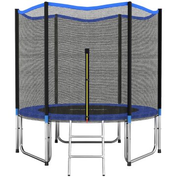SPORTNOW Elastični trampolin za odrasle Ø305cm, elastična preproga za odrasle z zaščitno mrežo, lestev z 2 stopnicama, varnostni pokrov za vzmeti, jeklena konstrukcija, nosilnost 120kg, modra