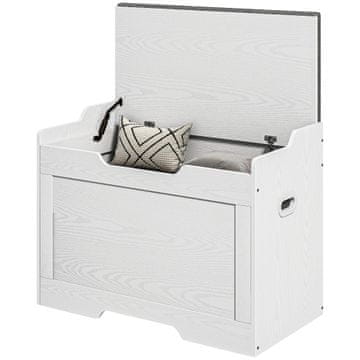 HOMCOM Shranjevalna klop 103L, večnamenska shranjevalna klop z blazino iz pralne tkanine, lesena shranjevalna klop za vhod, hodnik, spalnico, dnevno sobo, 75x40x56 cm, bela