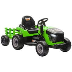 AIYAPLAY 2 V 1 električni traktor za otroke 3-8 let 12V z odstranljivo prikolico, električni jahalni avtomobil za otroke z daljinskim upravljanjem, varnostnim pasom, glasbo, lučmi in hupo, zelena