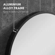 HOMCOM Ovalno ogledalo za kopalnico 60x90 cm iz kaljenega stekla, moderno stensko ogledalo z okvirjem iz aluminijeve zlitine, navpična/vodoravna montaža, za spalnico, hodnik, dnevno sobo, črno