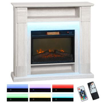 HOMCOM Električni kamin z okvirjem z realističnim 3D efektom plamena 3 svetilnosti 1800W vgradni/talni električni kamin, LED luč, nastavljivo ogrevanje, 2 daljinska upravljalnika, termostat, časovnik