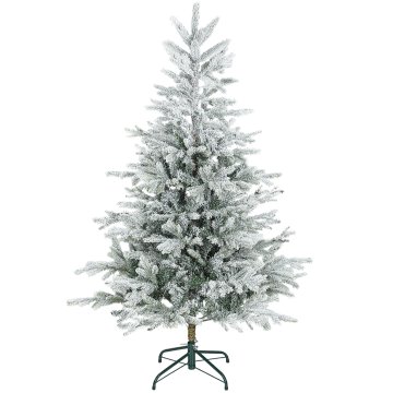 HOMCOM Božično drevo 150 cm z 828 ognjevarnimi vejami, umetno sneženo gosto božično drevo, realističen učinek, z zložljivo kovinsko podlago, za dom, pisarno in trgovino, enostavna montaža