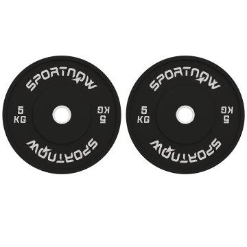 SPORTNOW Komplet 2 gumijastih utežnih diskov 2x5 kg, diski za telovadnico in dom z luknjo 5 cm za ročke in palice, črna