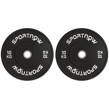 SPORTNOW Komplet 2 diska uteži 2x10 kg v gumi, diski za telovadnico in dom s 5 cm odprtino za ročke in palice, črn