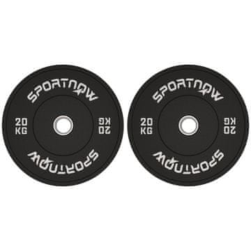 SPORTNOW Komplet olimpijskih utežnih plošč 2x20 kg s premerom luknje Ø50 mm, gumijaste utežne plošče za ročke in palice, fitnes trening za domačo telovadnico, črna