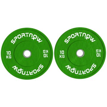 SPORTNOW Set 2 utežna diska 2x10 kg v gumi, diski za telovadnico in dom z luknjo 5 cm za ročke in palice, zelena