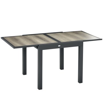 OUTSUNNY Raztegljiva miza za vrt, od 80/160x80x75 cm, miza za zunanjost raztegljiva za 6 oseb pravokotna iz aluminija s plastično ploščo, za patio, teraso, balkon in zunanjost, beige