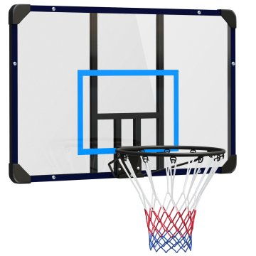 SPORTNOW Stenski košarkarski koš za notranjo in zunanjo uporabo, mini košarkarski koš z nezlomljivo tablo in jeklenim obročem, 113x61x73 cm