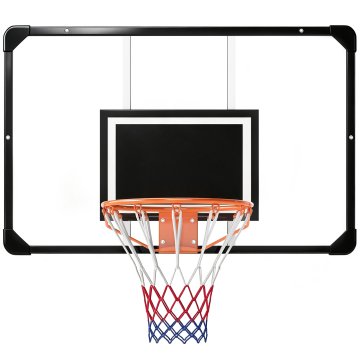 SPORTNOW Košarkarski obroč za zunanjo steno 113x73 cm, nezlomljiva zunanja tabla za košarko, odporen obroč Ø45 cm in mreža za notranjo uporabo za odrasle, črna