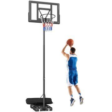SPORTNOW Košarkarski koš zunanji nastavljiv po višini 135-305 cm, košarkarski koš s kolesi, polnilna osnova, vreča za uteži, nezlomljiva tabla, prenosen za notranjo uporabo odrasli mladostniki, črna