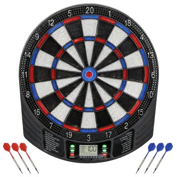 SPORTNOW Elektronska tarča za pikado, tarča za pikado z mehkimi konicami s 6 pikadi, 24 rezervnih konic in LCD zaslon, za 8 igralcev, 18 iger in 159 različic