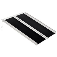 HOMCOM Prenosna rampa za invalidski voziček, 91x72 cm zložljiva protizdrsna rampa iz aluminija, nosilnost 270 kg, za stopnice, stopnišča, vrata in avto, srebrna