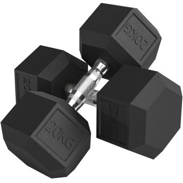 HOMCOM Komplet šestkotnih uteži za fitnes 2x20 kg, uteži za fitnes z nedrsečim ročajem, za vadbo fitnes doma, črna