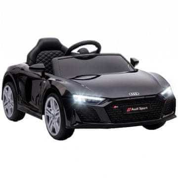 AIYAPLAY Električni avto za otroke 3-6 let 12V Audi R8 spyder, električni avto za otroke, daljinski upravljalnik, 2 motorja, odprta vrata, vzmetenje, glasba, USB, varnostni pas, hupa, 3-5 km/h, črna