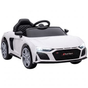 AIYAPLAY Električni avto za otroke 3-6 let 12V Audi R8 spyder, električni avto za otroke, daljinski upravljalnik, 2 motorja, odpirljiva vrata, vzmetenje, glasba, USB, varnostni pas, hupa, 3-5 KM/H, bel