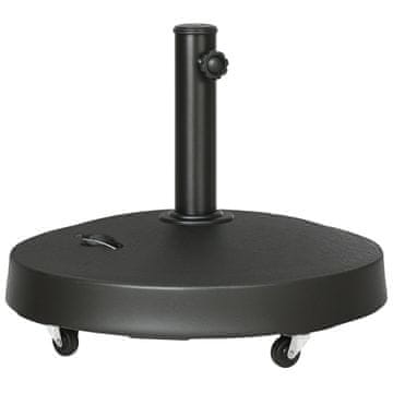 OUTSUNNY Podstavek za senčnik 25 kg z 2 ročicama in blokirnimi kolesi, podstavek za senčnik iz smole in jekla, Ø53x41 cm, črna