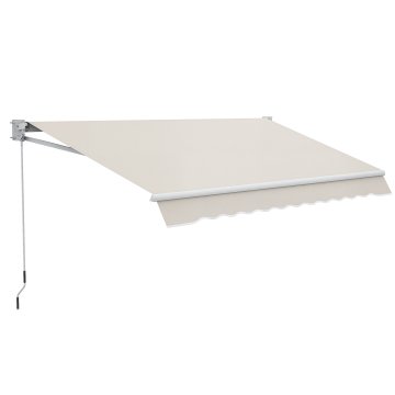 OUTSUNNY Tenda za sonce 3x2 m z ročnimi ročicami za ročno upravljanje iz aluminija in poliestra za zunanjo uporabo, kremno bela