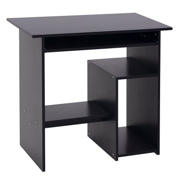 HOMCOM Prostorsko varčna pisalna miza za dom in pisarno, moderna računalniška miza, nosilec za PC, polica za CPU in izvlečna polica za tipkovnico, lesena, 80x45x75cm, črna