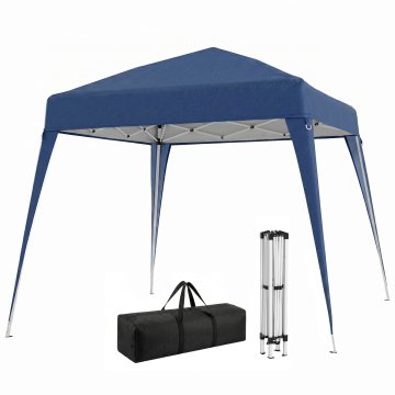 OUTSUNNY Vrtni zložljiv gazebo 2.4x2.4m, gazebo pop up z jekleno konstrukcijo, protivetrne vrvi in transportna torba, moder