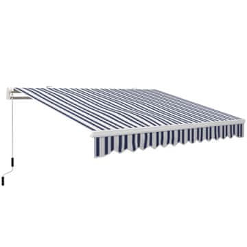 OUTSUNNY Senčnik 4x2, 5 m z zložljivo ročico, zunanji senčnik na ročico iz aluminija in poliestrskega blaga 280G/M2, UV zaščita, za vrt, balkon in teraso, modra in bela