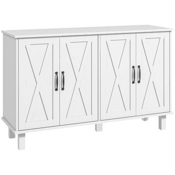 HOMCOM Kredenca z 2 vratoma s policami, večnamenska kredenca iz MDF s 4 stopnjami s 2 nastavljivima policama za dnevno sobo, kuhinjo in hodnik, 120x37x75 cm, bela