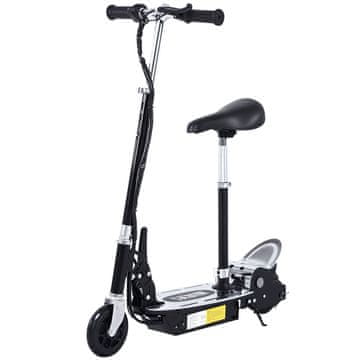HOMCOM Električni zložljivi skuter s sedežem, 2 kolesi in nastavljivim krmilom, za otroke od 6 let, 81.5x38x94 cm, črna