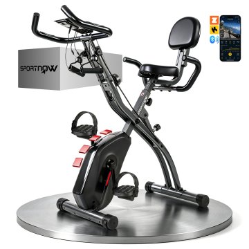 SPORTNOW Zložljivo sobno kolo 4 v 1 z aplikacijo bluetooth, sobno kolo z elastičnim trakom, 8 stopenj magnetnega upora, nastavljiv sedež, LCD zaslon, srčni senzor, držalo za telefon