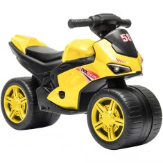 AIYAPLAY Kolo brez pedal za otroke 18-36 mesecev, balančno kolo z glasbo in izjemno širokimi kolesi, motociklistični dizajn, do 20 kg, rumeno