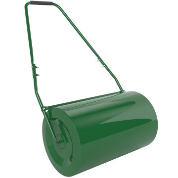 OUTSUNNY Valjar za travo 63L prostornine z oblazinjenim ročajem, jekleni vrtni valjar, polnjiv z vodo/peskom, 123x58x40 cm, temno zelena