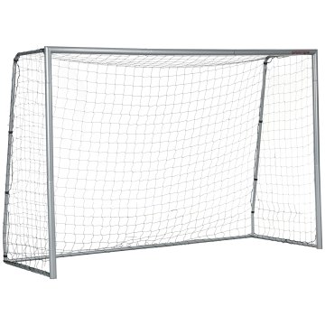 SPORTNOW Vrata za nogomet za vrt 300x120x200 cm z vijaki in klini vključeni, siva nogometna mreža iz PE in kovine