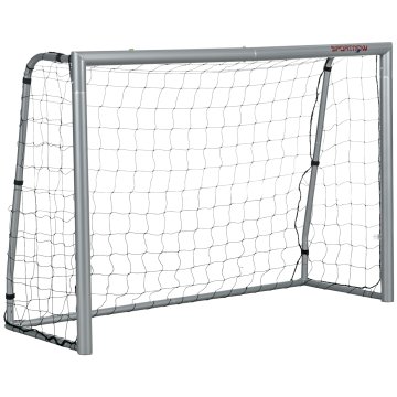 SPORTNOW Nogometna mreža 240x85x160 cm z vijaki in klini vključenimi, siva nogometna vrata iz PE in kovine