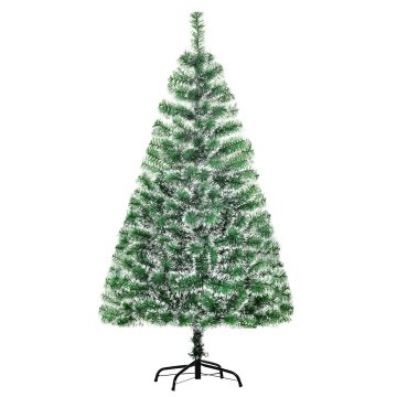 HOMCOM Umetno božično drevo z 416 vejami, božično drevo 150cm v PET s kovinsko podlago, Ø75x150 cm, zelena
