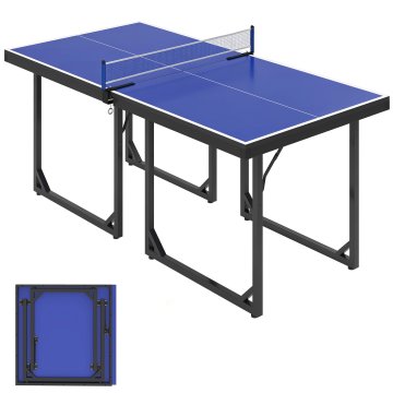 HOMCOM Zložljiva miza za namizni tenis za notranjo uporabo, miza za namizni tenis z mrežo, montaža ni potrebna, 182x91 cm, modra in vijolična