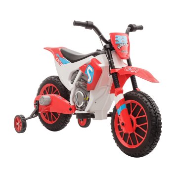 HOMCOM Moto cross električna za otroke od 3-5 let, električna moto za otroke z baterijo 12V polnilno in odstranljivimi pomočnimi kolesci, 106.5x51.5x68cm, rdeča