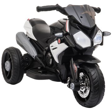 HOMCOM Električni motor za otroke 37-60 mesecev, 6V električni motorček za otroke s pedalom, lučmi, glasbo in huplo, 3 KM/H mini motor, max 25KG, črn